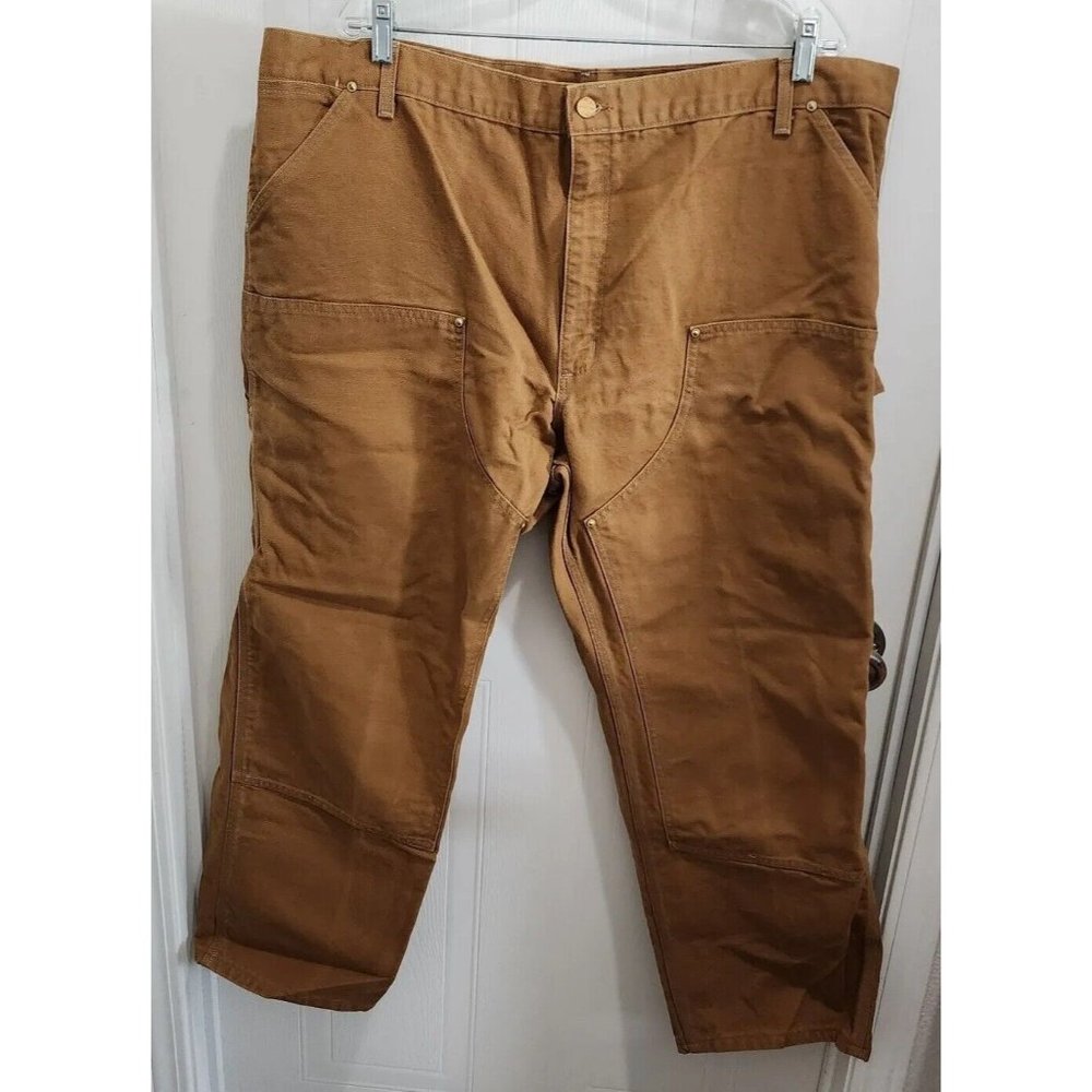 Vtg 90s Carhartt Men's Double Knee Duck Tan Brown Pants Style 62W Union Sz 46x30
